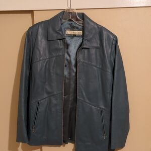 Women's Blue Leather Blazer